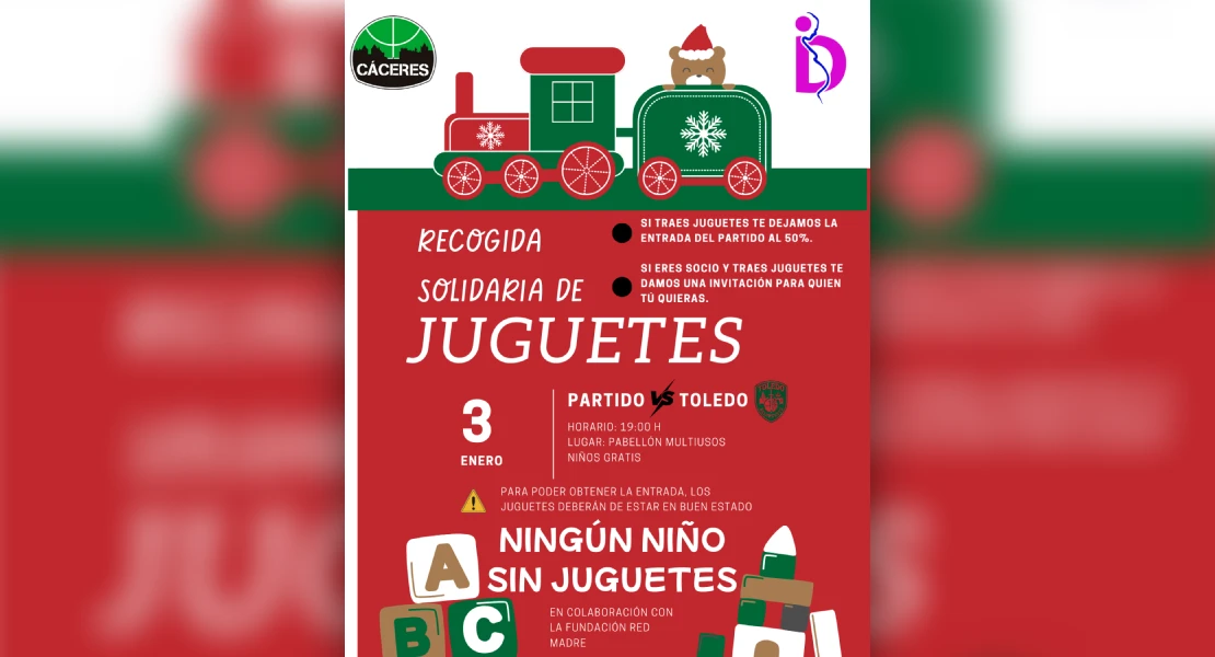 Baloncesto y solidaridad: el Cáceres Basket invita a la afición a donar juguetes