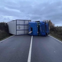 Vuelca un camión cargado de animales en la provincia de Cáceres
