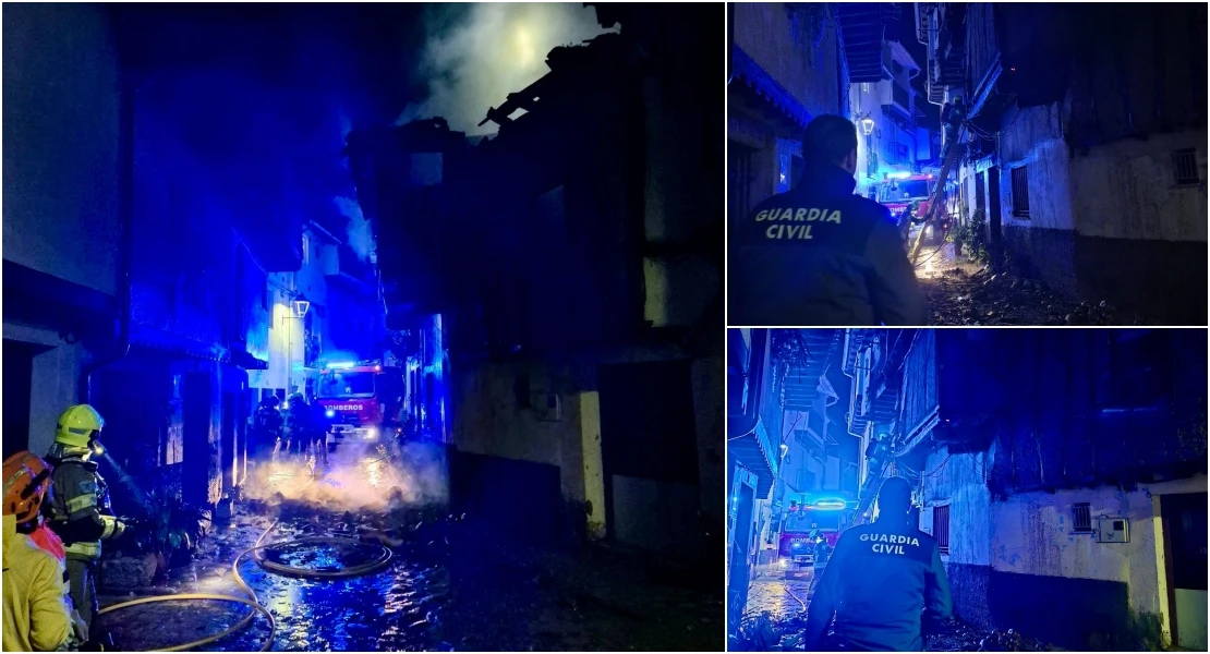 Un incendio arrasa dos viviendas históricas en La Vera