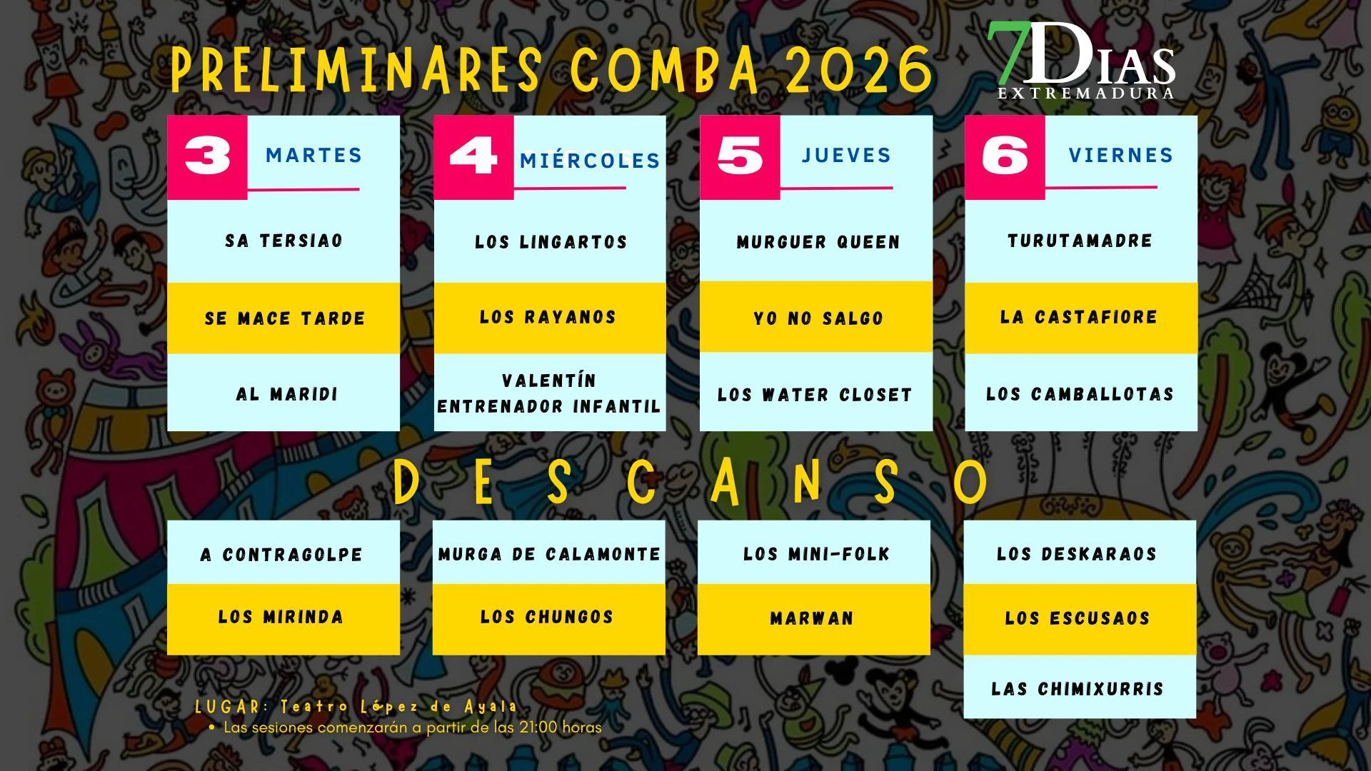 Ya se conoce el orden del Concurso de Murgas de Badajoz 2026