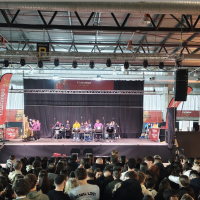 Actuación de la Tamborada de la actuación conjunta