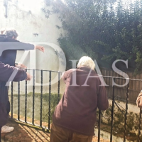 Las lluvias inundan una fuente en Santo Domingo (Olivenza) y obliga a actuar a los bomberos