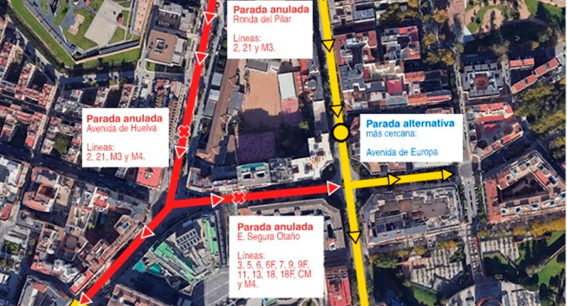 Cambio temporal de las rutas de autobús urbano en Badajoz