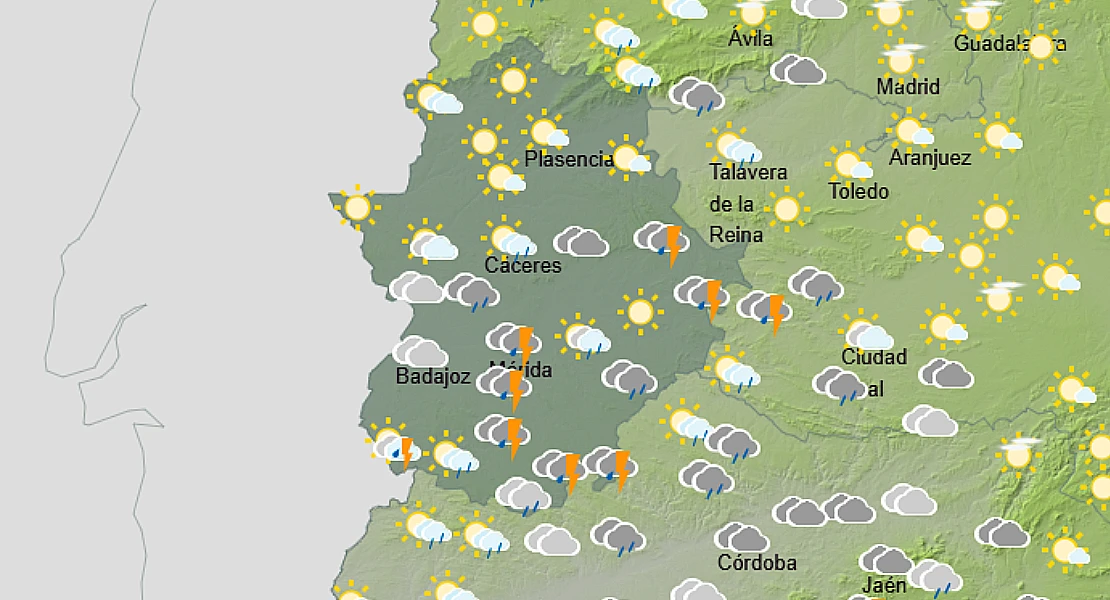 Fin de semana con posibles tormentas y bajada de temperaturas en Extremadura