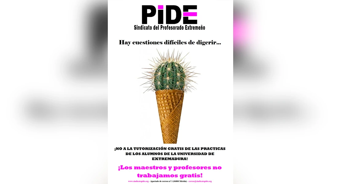 PIDE se planta: pide a los docentes rechazar prácticas sin remuneración en Extremadura