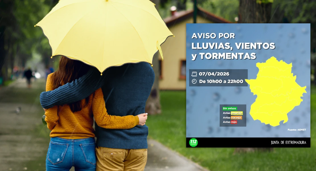 Extremadura activará la alerta amarilla por lluvias, tormentas y viento