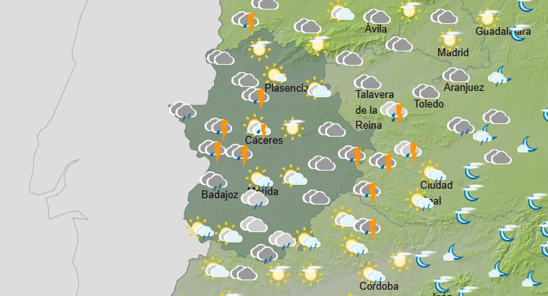Amplían la alerta amarilla por lluvias y tormentas en Extremadura