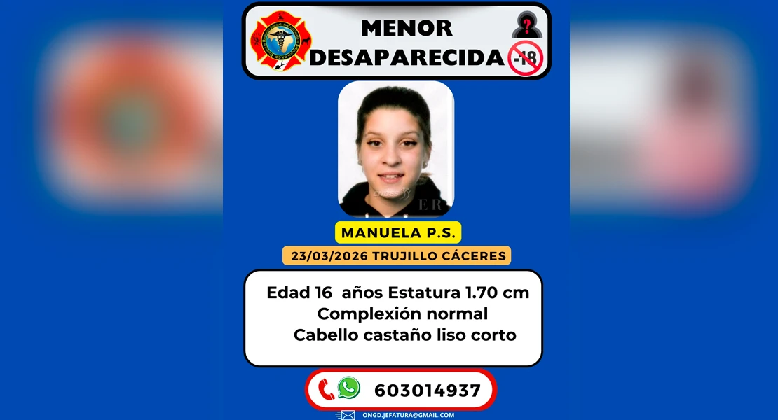 Buscan a una menor de edad desaparecida en Trujillo