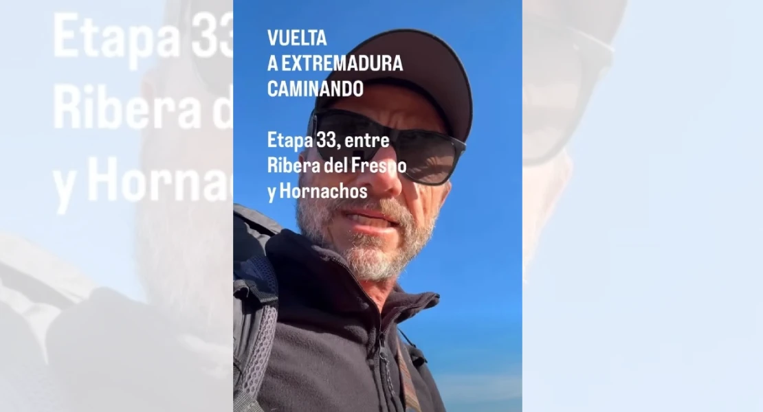 Manuel Calderón hace escala en Extremadura durante su reto de dar la vuelta a Extremadura a pie