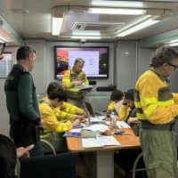 Bomberos del Infoex participan en un simulacro de incendio forestal