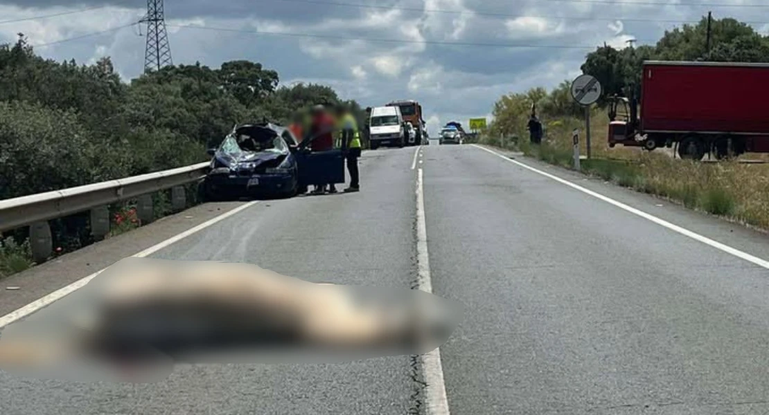 Un impactante accidente entre Olivenza y Valverde de Leganés deja dos heridos