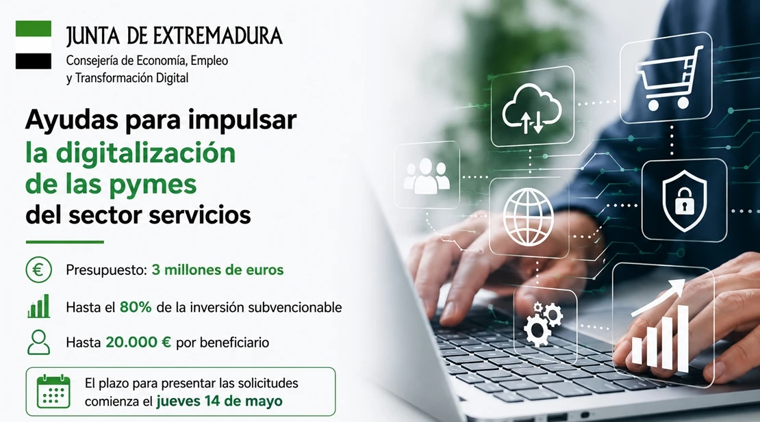 Ayudas para impulsar la digitalización de las pymes en el sector servicios Extremadura