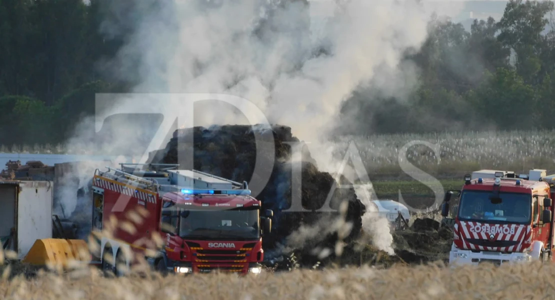 Un incendio de pacas de paja moviliza a los bomberos en Montijo