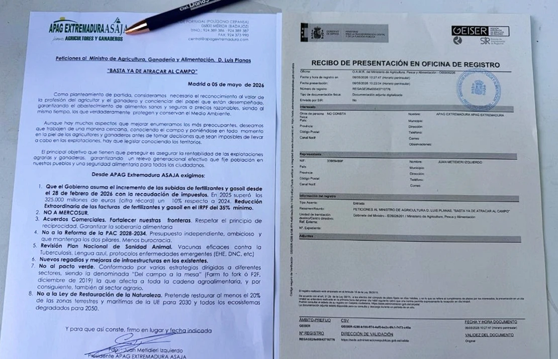 Acampada en Madrid: Apag Extremadura entrega las principales demandas del sector