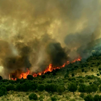 Declarado un incendio forestal en el Cerro de Masatrigo, monumento natural de Extremadura