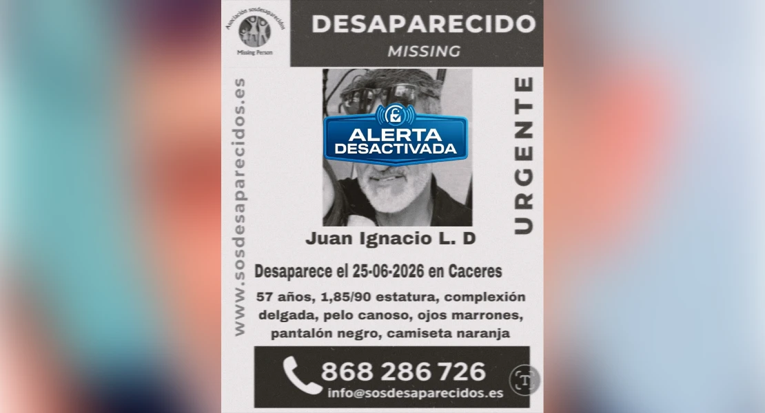 Localizan al hombre desaparecido en Cáceres
