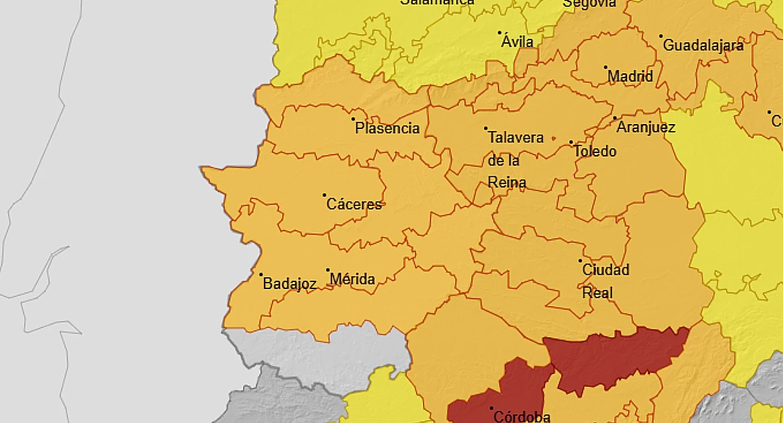 Casi toda Extremadura en alerta naranja este martes y con peligro extremo de incendios