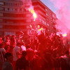 El CD Badajoz celebra el ascenso con sus aficionados