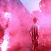 El CD Badajoz celebra el ascenso con sus aficionados