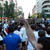 El CD Badajoz celebra el ascenso con sus aficionados