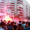 El CD Badajoz celebra el ascenso con sus aficionados