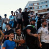 El CD Badajoz celebra el ascenso con sus aficionados