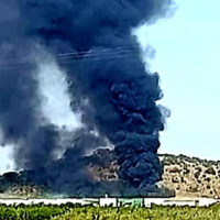 Gran incendio en una fábrica de fruta en la provincia de Badajoz