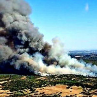 Un grave incendio forestal en La Codosera moviliza un amplio dispositivo aéreo y terrestre