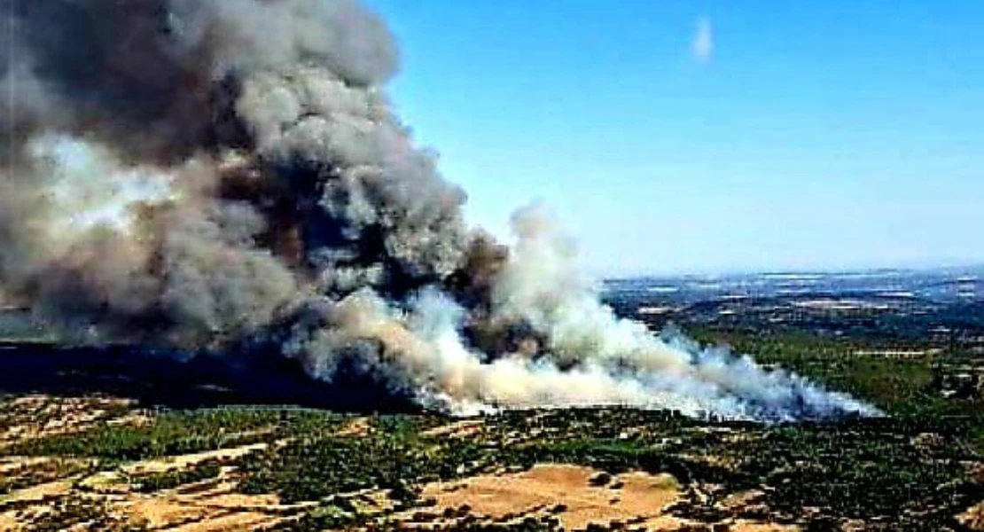 Un grave incendio forestal en La Codosera moviliza un amplio dispositivo aéreo y terrestre
