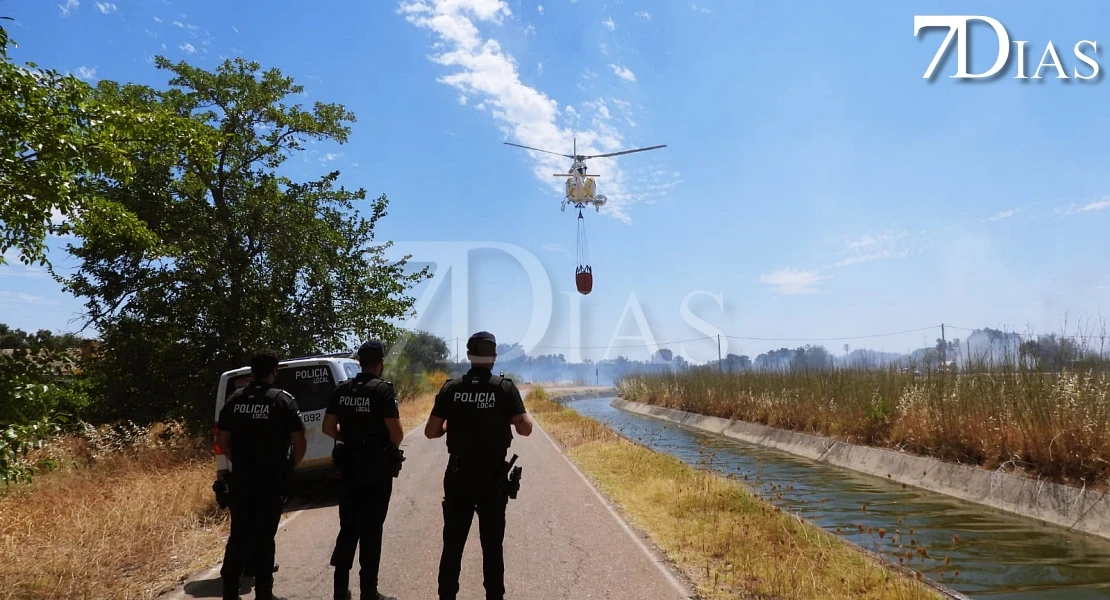 Imágenes que deja el incendio forestal de este martes en Badajoz