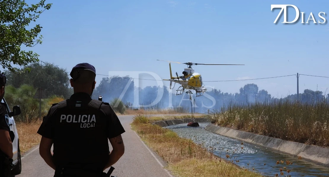Imágenes que deja el incendio forestal de este martes en Badajoz