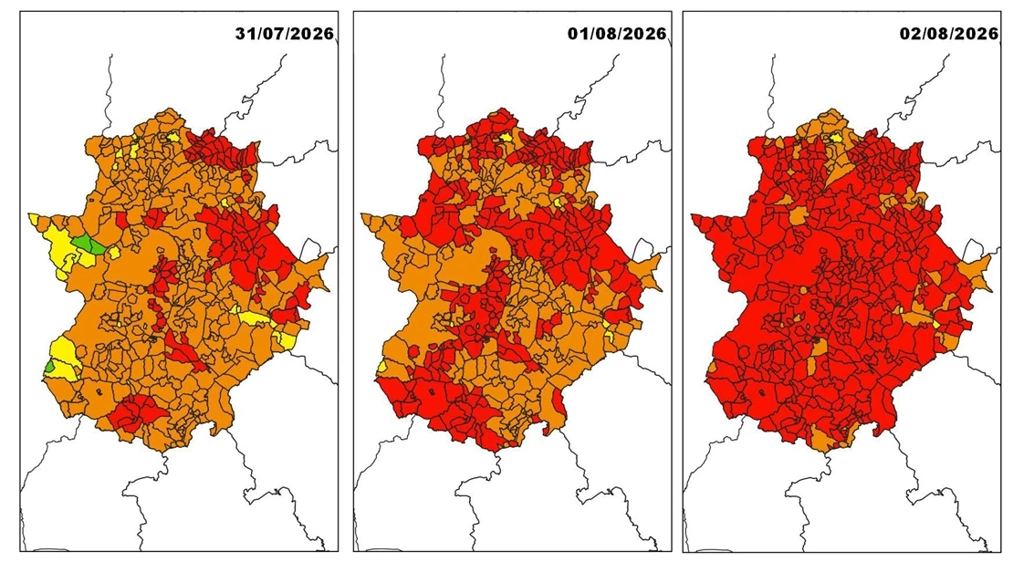 Casi toda Extremadura en peligro por riesgo extremo de incendios: consulta la situación de tu municipio