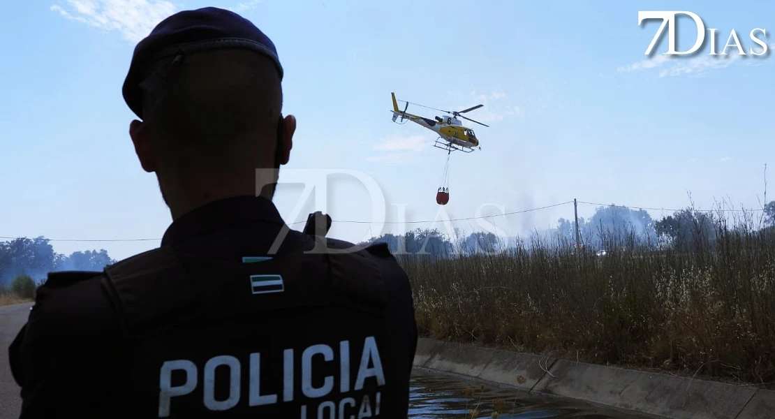 Imágenes que deja el incendio forestal de este martes en Badajoz