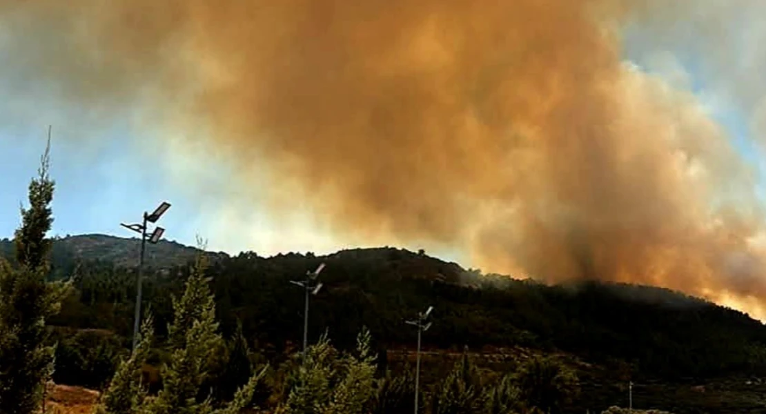 Activan el nivel 1 por riesgo para viviendas en un incendio forestal en Herrera del Duque