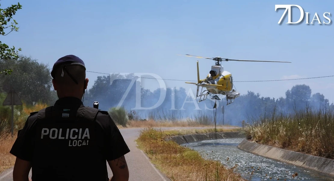 Imágenes que deja el incendio forestal de este martes en Badajoz