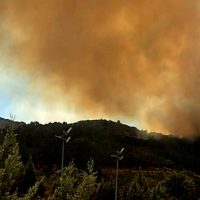 Activan el nivel 1 por riesgo para viviendas en un incendio forestal en Herrera del Duque