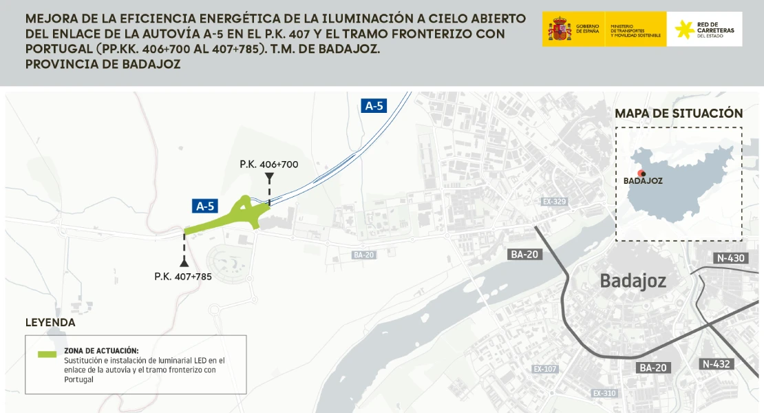 El Gobierno mejorará la iluminación de la A-5 a su paso por la ciudad de Badajoz
