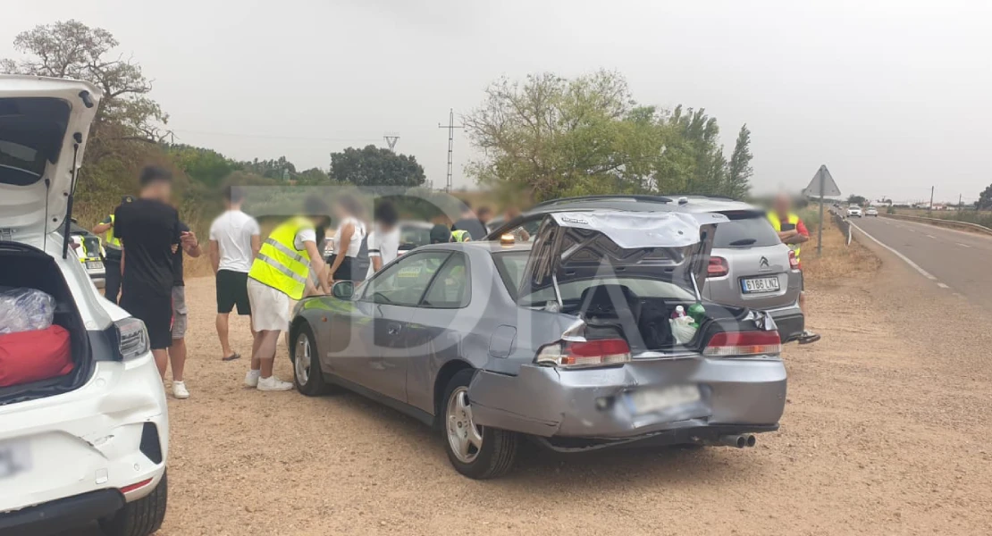 Tres coches afectados en una colisión múltiple cerca de Badajoz