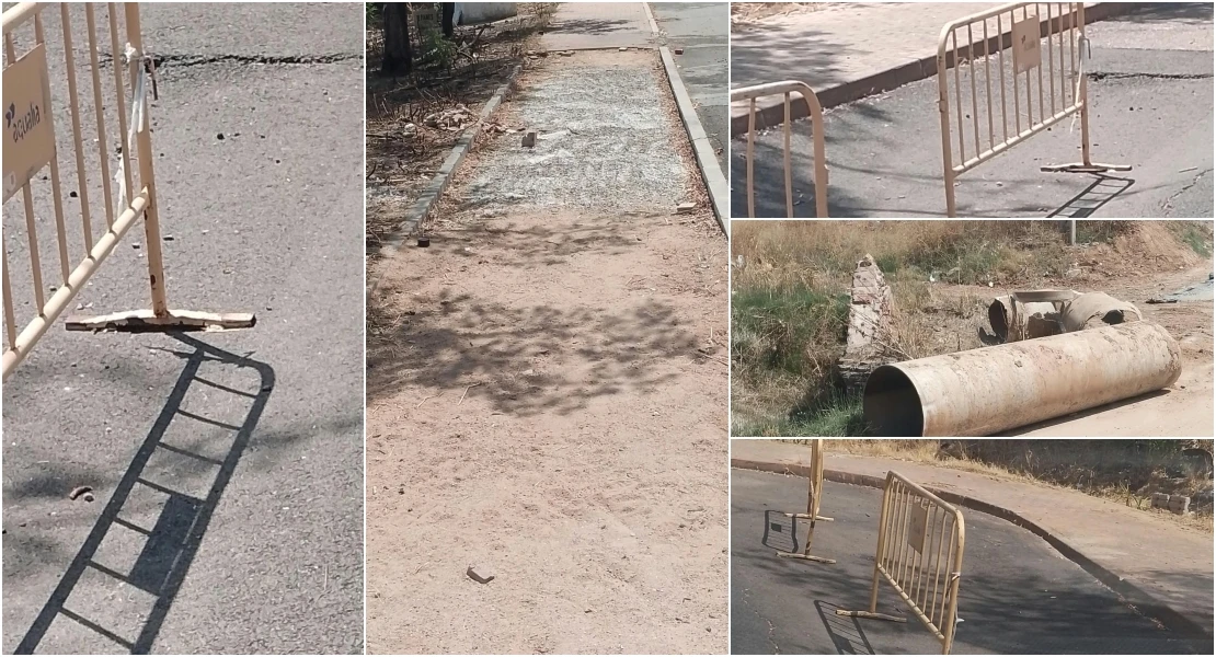 Denuncian el estado de las obras de una calle del Cerro de Reyes en Badajoz