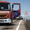 Arde un vehículo que viajaba en dirección a Alburquerque y provoca retenciones en la EX-110