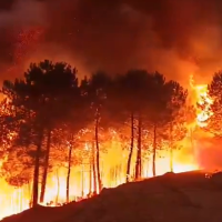 Imágenes desde dentro del incendio de Las Hurdes: las llamas alcanzan varios metros de altura