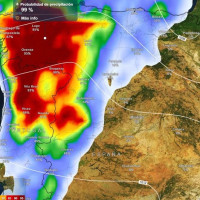 Así entrará la borrasca hacia Extremadura: zonas donde el frente dejará lluvias