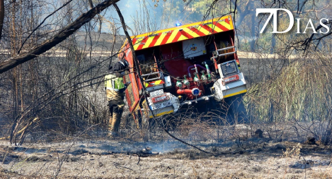 Incendio forestal junto a Valdebotoa: Bomberos de Badajoz trabajan en la extinción