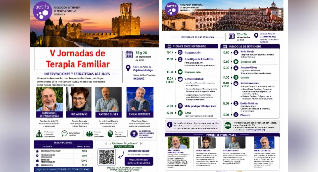 Badajoz acogerá las V Jornadas de Terapia Familiar Sistémica