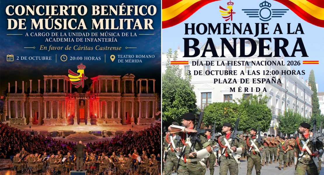 Concierto de música militar y homenaje a la bandera por la Fiesta Nacional en Mérida