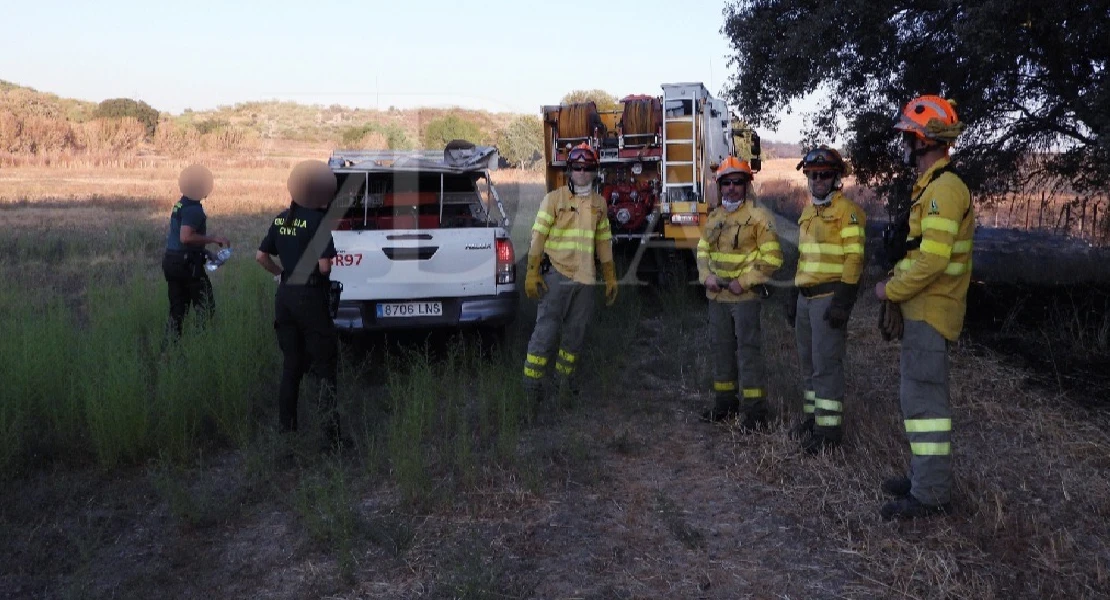 Un incendio calcina 20 hectáreas junto a la carretera de Sevilla en Badajoz