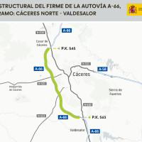 Licitada por 11,3 millones la rehabilitación del firme de la A-66 entre Cáceres y Valdesalor