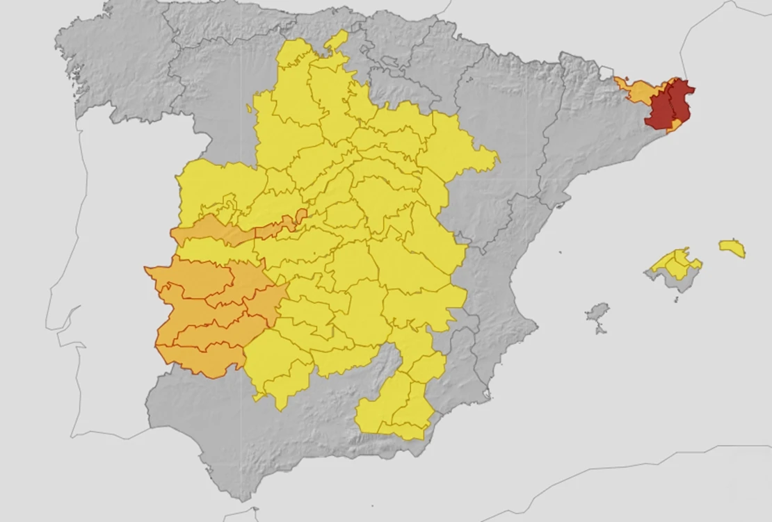 Elevan a naranja la alerta por lluvias en el norte de la provincia de Cáceres